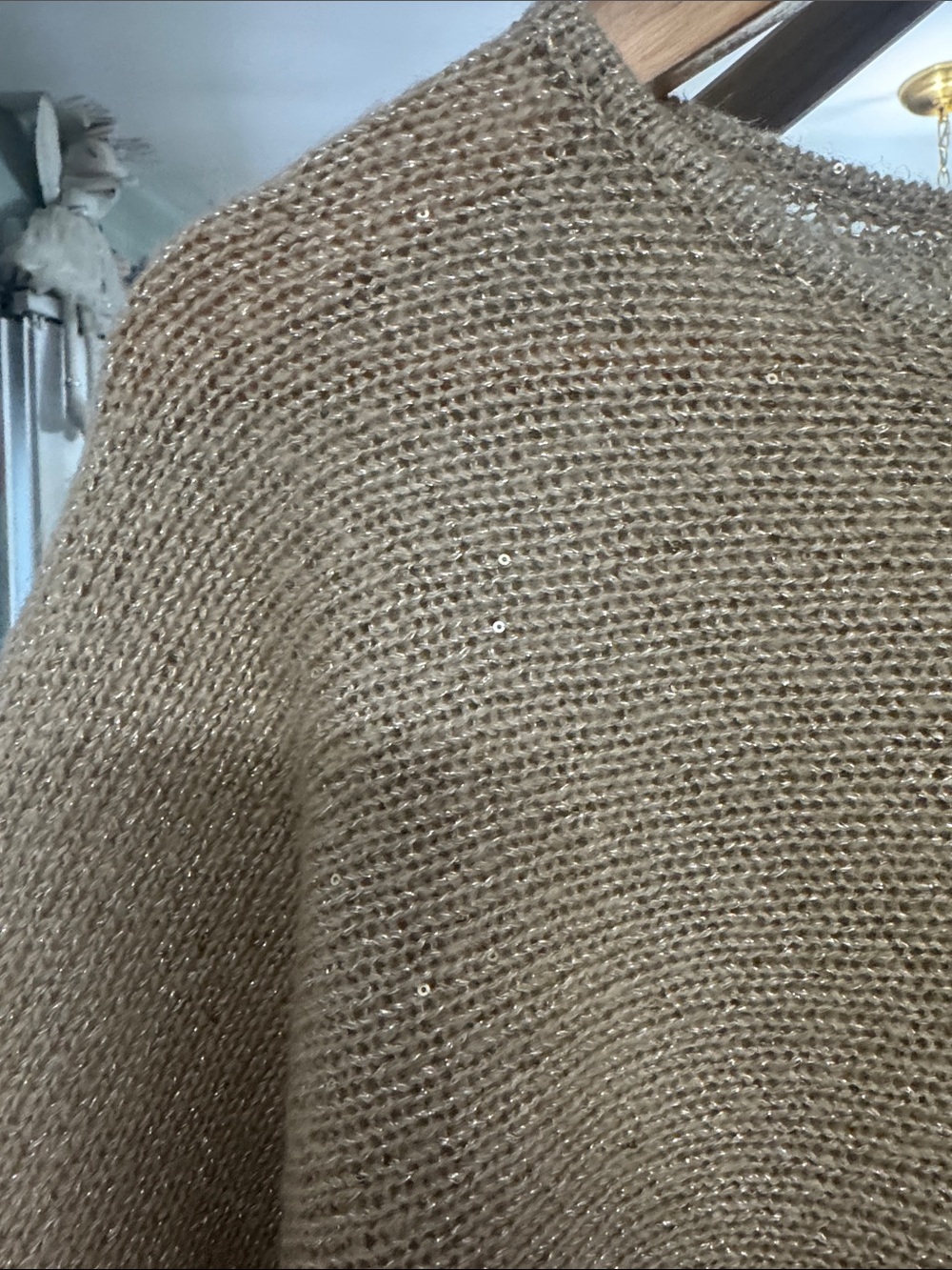 Lilly Pulitzer Gold-Tan Metallic Knit Scoop Neck Sweater - Picture 3 of 6